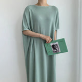 Woherb Loose Lazy Wind Dress Female 2024 Summer Dress New Fashion Light Mature Large Size Ins Web Celebrity Skirt Tide-Outfit