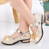2021 New Baby Girls Sandals Children Shoes Princess Wedge Sandals Fashion PU Leather Sandals for Girls Bow Non-slip Low