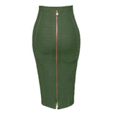 Quality Black Red Blue Orange Zipper Bodycon Rayon Bandage Skirt Day Party Pencil