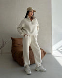 New Casual Fashion Splicing Thick Long-Sleeved Trousers