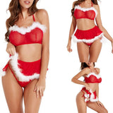 Sex Lingerie Christmas Suit Christmas Perspective Sexy 3 Sets Seduction