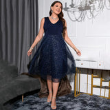 Summer Women's Clothing Large-Size Dress V-Neck Temperament Body-In-Tonic High-End Dress