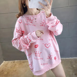 Women Leisure Rainbow Trendy All-match Hooded Korean Style Long Sleeve Striped Harajuku Young Ladies Fashion Soft