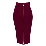 Quality Black Red Blue Orange Zipper Bodycon Rayon Bandage Skirt Day Party Pencil