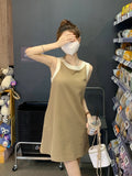 Dresses Women Summer Loose Waist Patchwork Casual for Ladies Hot Sale Korean Style Temperament New Arrival Vestidos-Outfit