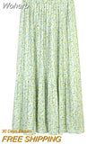 Floral Print High Waist A-line Skirt Women Summer Midi Skirt Elegant Long Pleated Skirt QT1656-Outfit