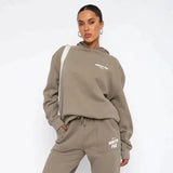 Hooded Trousers Set Printing Foamy Hip Hops Casual Women Plus Velvet