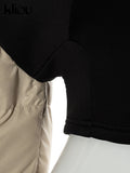 Kliou Punk Street Jacket Women Hipster Stitching Cotton-Padded Plus Size Sleeve Clothing Goth Zipper Sheath Y2K High Street