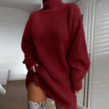 2021 Women's Sweater Autumn Winter Warm Turtlenecks Solid Casual Loose Oversized Lady Sweaters Knitted Pullover Top Pull