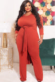 Plus Size Slit Long Sleeve Top And Pant 2 Piece
