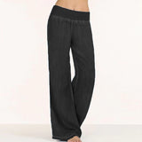 Women Pants Casual MACVARIL Denim Wide Leg Jeans Elastic High Waist Trousers Womens Clothing Bottoms Pantalon Palazzo