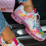 Breathable Sneakers 2021 Spring New Color Matching Mesh Lace Up Ladies Casual Shoes Outdoor Flat Sport Vulcanized