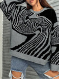 Vintage Ripple Round Collar Collar Sweater Fashion Design Lazy Knitted