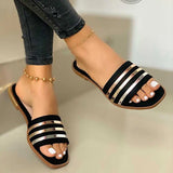 Women Slippers Beach Summer Shoes Women Slip on Bling Gold Flat Slides 2021 New Outdoor Shoes Female Casual Sandals Plus