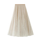 Sky Half Dress Girl Autumn Winter Dress Fairy A Word Ponp Long Skirt Glie Star Mesh Dress