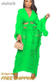 Hollow Out Hole Tassel 2 Piece Set Women Sexy Lace Up V Neck Crop Top + Long Skirts Skinny Club Party Beach Outfits 2023-Outfit