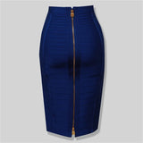 Quality Black Red Blue Orange Zipper Bodycon Rayon Bandage Skirt Day Party Pencil