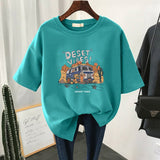 Oversized T Shirts 100% Cotton Plus Size T Shirt Summer Top Tees Printed Japanese O Neck L-5XL Short Sleeve Tshirt Women-Outfit