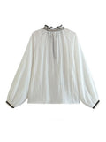 2023 New Women Summer Blouses Shirts Tops Fashion Loose Tassel 100%Cotton Embroidery Female Elegant Street Top Clothing-Outfit