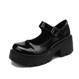 Shoes Vintage Round Toe Ankle-Strap Platform Leather Shoes Japanese Style Lolita Shoes College Student Mary Jane Shoes