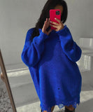 New Knitted Round Collar Loose Long-Sleeved Sweater In The