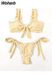 Solid Bikinis Sexy Bikini 2023 Newest Padded Bra Push Up Swimsuit Low Waist Bandage Swimwear Women Brazilian Biquini 729-0-Outfit
