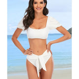 New Solid Bikini Swimsuit Women Push Up Bikini Set Bandeau Swimwear Bathing Suit High Waist Brazilian Biquini