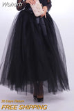 Women 7 Layer 100cm Party Tulle Ball Gown Skirt Banquet Wedding Faldas Mujer Elastic Waist Bow Tie Belt Tutu Skirt QT2178-Outfit