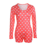 Sexy Women Bodysuit Long Sleeve Deep V Neck Bodycon Stretch Leotard Crop Top Button Short Romper Pajamas Women Jumpsuit