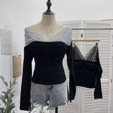 Shot Mesh Splicing Printing Bras Vintage Babes With Chest Pads With Short-Term Bra Wrapping