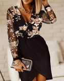 Sequins Patch Cross Long Sleeve Mini Club