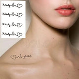 Water Transfer Tattoo Sexy Black Letter Lifeline Tattoo Body Art Waterproof Temporary Fake Flash Tattoo for Man Woman