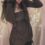 Women Autumn Y2K Fairycore Grunge Striped Square Collar T-shirts Retro Long Sleeve 2000s Aesthetic T-shirts Clothes Streetwear-Outfit