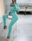 Sexy Mesh Patch Cutout Long Sleeve Fitness