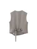2023 Women Summer Vests Coats Fashion Casual Solid Single Breasted V-Neck Female Elegant Street Waistcoat Outerwear-Outfit