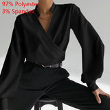 Elegant Blouse 2022 Summer Tunic Women Sexy V Neck Long Lantern Sleeve Shirts Solid Casual Irregular Hem Top Blusas