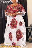 Abaya Dubai Kaftan Floral Dress African Maxi Dresses for Women 2023 Summer Plus Size Vestido Sexy Hollow Out Robe Femme-Outfit