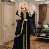 Piece Set Dress African Dresses for Women 2023 Traditional Gold Embroidery Clothing Islam Kaftan Abaya Musulman Robe Femme-Outfit