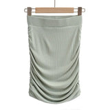 New Fashionable Wrinkle Stretch Slim Solid Color Skirt Summer Skirt Temperament Light Mature Bagged Hip Skirt Woman-Outfit