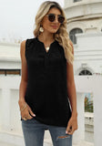 Casual V-neck Sleeveless Solid Chiffon Regular Loose
