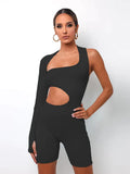 Kliou Asymmetrical Solid Women Rompers Basic Long Sleeve Casual Sportswear Streetwear Female Elastic High Waist