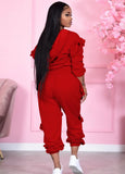Ruffles Hoody Crop Top and Pants 2 Piece