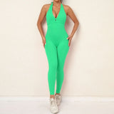 Woherb One-Piece Quick-Dry Tight Yoga Pants Breathable Women's Wrinkled Peach And Butt Gym Pants-Outfit