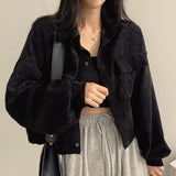 Corduroy Shirt for Woman Elegant Chic Woman Shirt Double Pocket Shirt Coat Autumn and Winter 2023 New Casual Jacket Korean-Outfit