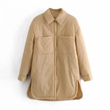 Shirt Jacket Coat Winter Casual Oversize Thick Warm Coats Za Fashion Loose Pocket Light Parkas Female Long Straight