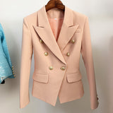 High-Grade Sharp Star Suit Jacket Female Metal Lion Head Buckle Double Buckle Small
