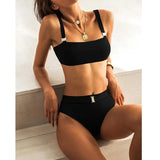 New Green Color High Waist Two Pieces Sexy Bikini Set Swimsuit Female Women Push Up Beachwear Swimwear Bather Bathing
