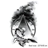 Temporary Tattoo Stickers Scorpion Pyramid Roman Bell Fake Tatto Waterproof Tatoo Back Leg Arm Belly Big Size for Women Men
