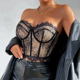 Hottie Sexy Steel Ring Fish Bone Repair Waist Lace Breast Small Vest