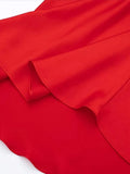 Pleated Stain Midi Skirt Women Fashion High Waist Side Zipper Long Skirts Spring Summer Chic Office Lady Red Outfits-Outfit